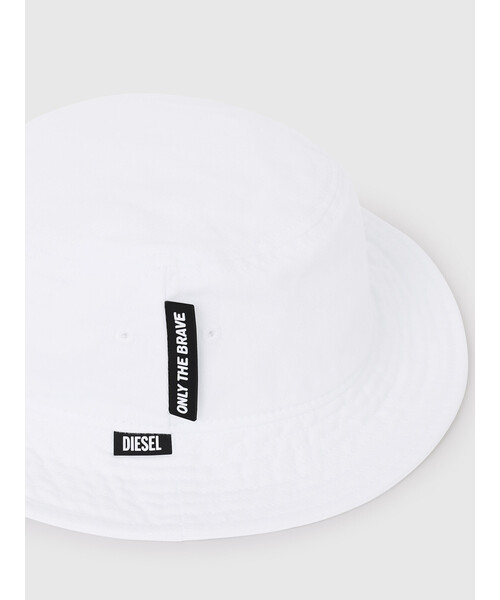 DIESEL(ディーゼル)の「メンズ キャップ バケットハット ロゴラベル コットン(キャップ・メンズ・ホワイト/ブラック・02)」の5枚目の写真