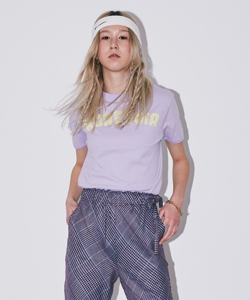 Bonjour Girl（ボンジュールガール）の「【Bonjour Girl/ボンジュールガール】 AUREVOIR　リンガーＴシャツ（Tシャツ/カットソー・レディース・ラベンダー/グリーン/イエロー・FREE）」の3枚目の写真