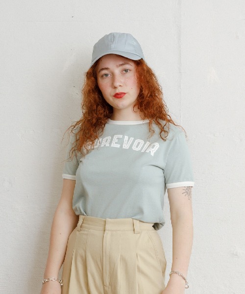 Bonjour Girl（ボンジュールガール）の「【Bonjour Girl/ボンジュールガール】 AUREVOIR　リンガーＴシャツ（Tシャツ/カットソー・レディース・ラベンダー/グリーン/イエロー・FREE）」の2枚目の写真