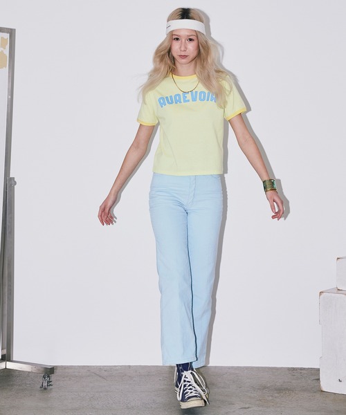 Bonjour Girl（ボンジュールガール）の「【Bonjour Girl/ボンジュールガール】 AUREVOIR　リンガーＴシャツ（Tシャツ/カットソー・レディース・ラベンダー/グリーン/イエロー・FREE）」の13枚目の写真