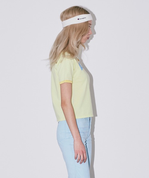 Bonjour Girl（ボンジュールガール）の「【Bonjour Girl/ボンジュールガール】 AUREVOIR　リンガーＴシャツ（Tシャツ/カットソー・レディース・ラベンダー/グリーン/イエロー・FREE）」の4枚目の写真