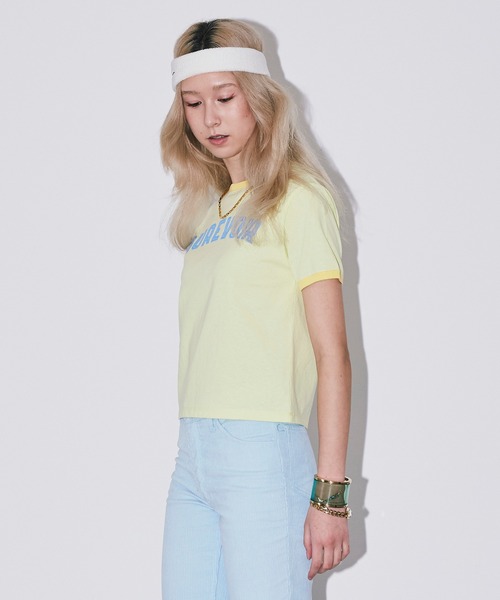 Bonjour Girl（ボンジュールガール）の「【Bonjour Girl/ボンジュールガール】 AUREVOIR　リンガーＴシャツ（Tシャツ/カットソー・レディース・ラベンダー/グリーン/イエロー・FREE）」の16枚目の写真