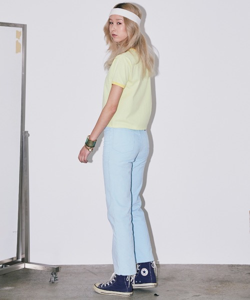 Bonjour Girl（ボンジュールガール）の「【Bonjour Girl/ボンジュールガール】 AUREVOIR　リンガーＴシャツ（Tシャツ/カットソー・レディース・ラベンダー/グリーン/イエロー・FREE）」の19枚目の写真