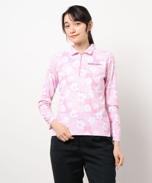 marie claire GOLF/マリクレール ゴルフ】花柄 プリント ハーフジップ