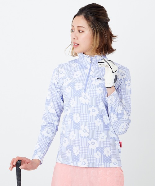 marie claire GOLF/マリクレール ゴルフ】花柄 プリント ハーフジップ