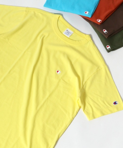 Champion（チャンピオン）の「Champion/チャンピオン ワンポイント刺繍 無地Tシャツ（Tシャツ/カットソー・メンズ・ホワイト/レモンイエロー/レンガ/ターコイズブルー/アイボリー/グレー/ネイビー/ブラウン/ブラック/ダークグリーン・S/M/L/XL）」の9枚目の写真