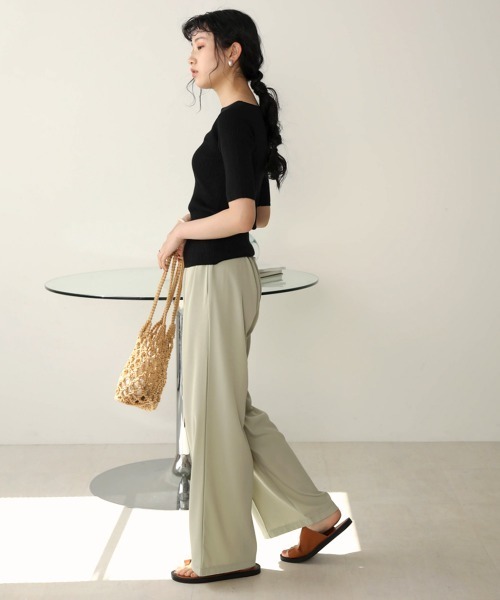 Bab(バブ)の「【WEB限定】半袖リブニットトップス(ニット/セーター・レディース・ブラック/ライトグリーン/アイボリー/グレー系その他・FREE)」の22枚目の写真