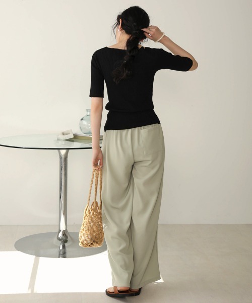 Bab(バブ)の「【WEB限定】半袖リブニットトップス(ニット/セーター・レディース・ブラック/ライトグリーン/アイボリー/グレー系その他・FREE)」の7枚目の写真