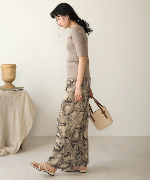 Bab(バブ)の「【WEB限定】半袖リブニットトップス(ニット/セーター・レディース・ブラック/ライトグリーン/アイボリー/グレー系その他・FREE)」の12枚目の写真