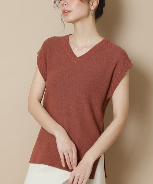 N.（N. Natural Beauty Basic）（エヌエヌナチュラルビューティーベーシック）の「◆スリーブレスＶネックニット（ニット/セーター・レディース・ブラック/ベージュ/テラコッタ・MEDIUM）」の3枚目の写真