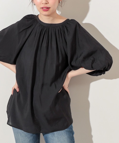 natural couture（ナチュラルクチュール）の「プチプラバンドカラーバルーンブラウス（シャツ/ブラウス・レディース・オフホワイト/ブラック/ベージュ/ミント・FREE）」の17枚目の写真