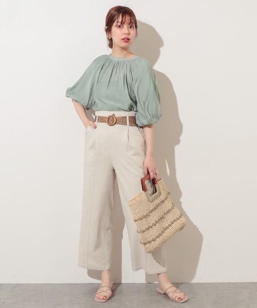 natural couture（ナチュラルクチュール）の「プチプラバンドカラーバルーンブラウス（シャツ/ブラウス・レディース・オフホワイト/ブラック/ベージュ/ミント・FREE）」の14枚目の写真