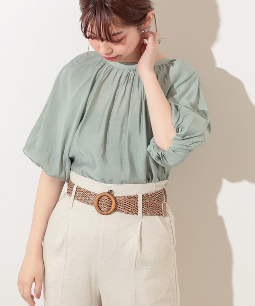 natural couture（ナチュラルクチュール）の「プチプラバンドカラーバルーンブラウス（シャツ/ブラウス・レディース・オフホワイト/ブラック/ベージュ/ミント・FREE）」の18枚目の写真