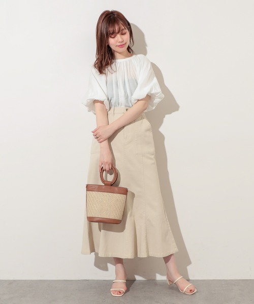 natural couture（ナチュラルクチュール）の「プチプラバンドカラーバルーンブラウス（シャツ/ブラウス・レディース・オフホワイト/ブラック/ベージュ/ミント・FREE）」の12枚目の写真