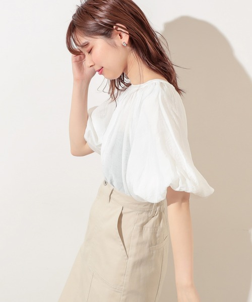 natural couture（ナチュラルクチュール）の「プチプラバンドカラーバルーンブラウス（シャツ/ブラウス・レディース・オフホワイト/ブラック/ベージュ/ミント・FREE）」の16枚目の写真
