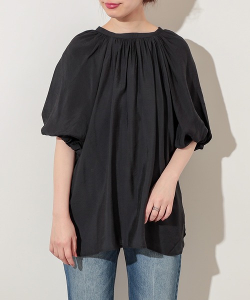 natural couture（ナチュラルクチュール）の「プチプラバンドカラーバルーンブラウス（シャツ/ブラウス・レディース・オフホワイト/ブラック/ベージュ/ミント・FREE）」の7枚目の写真