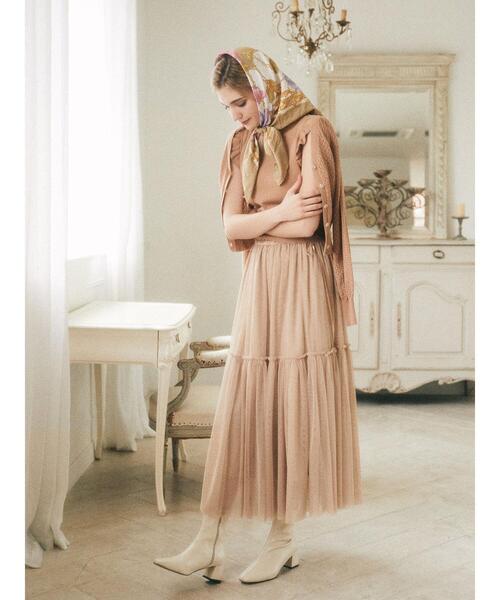 Maison de FLEUR(メゾンドフルール)の「チュールボリュームフレアスカート(スカート・レディース・ピンクベージュ/ブラック/ベージュ・FREE)」の19枚目の写真