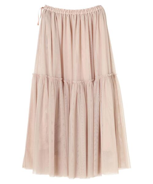 Maison de FLEUR(メゾンドフルール)の「チュールボリュームフレアスカート(スカート・レディース・ピンクベージュ/ブラック/ベージュ・FREE)」の6枚目の写真