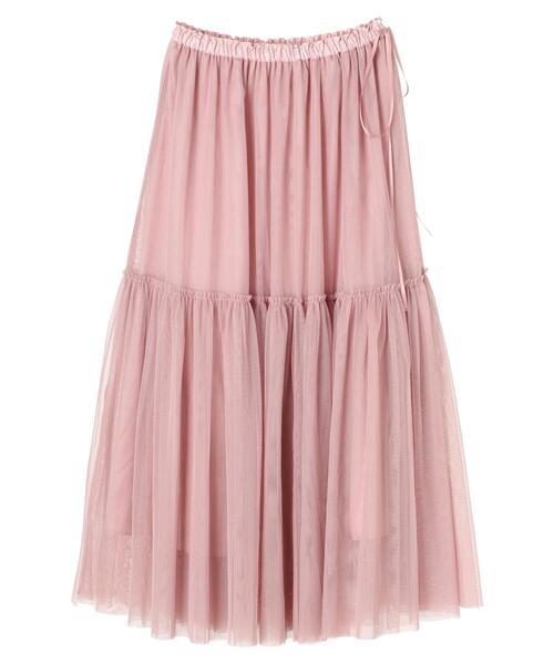 Maison de FLEUR(メゾンドフルール)の「チュールボリュームフレアスカート(スカート・レディース・ピンクベージュ/ブラック/ベージュ・FREE)」の9枚目の写真