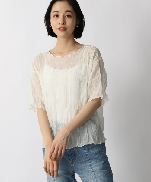 LOWRYS FARM(ローリーズファーム)の「シアープリーツプルオーバー5S 948777(Tシャツ/カットソー・レディース・オフホワイト/ブラック/パープル/ブルー/オレンジ・FREE)」の2枚目の写真