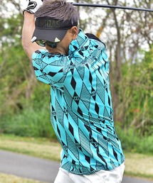 【DIVINER GOLF】ダイヤ柄切替ストレッチ半袖ポロシャツ