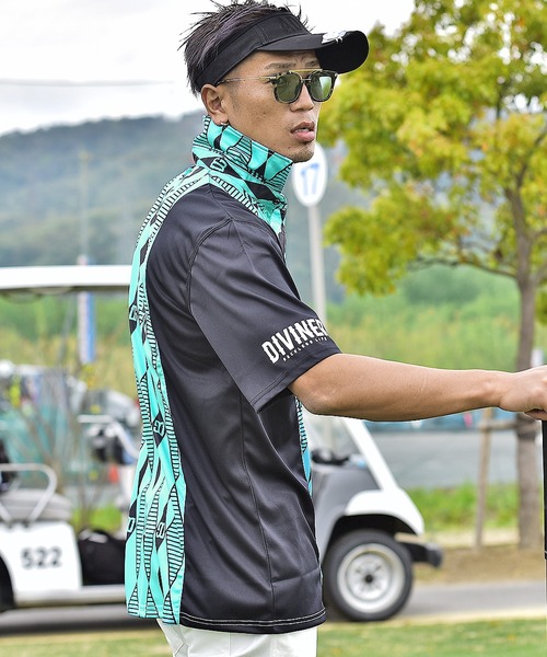 DIVINER GOLF（ディバイナー ゴルフ）の「【DIVINER GOLF】ダイヤ柄切替ストレッチ半袖ポロシャツ（ポロシャツ・メンズ・イエロー/ターコイズブルー・M/L/XL）」の8枚目の写真