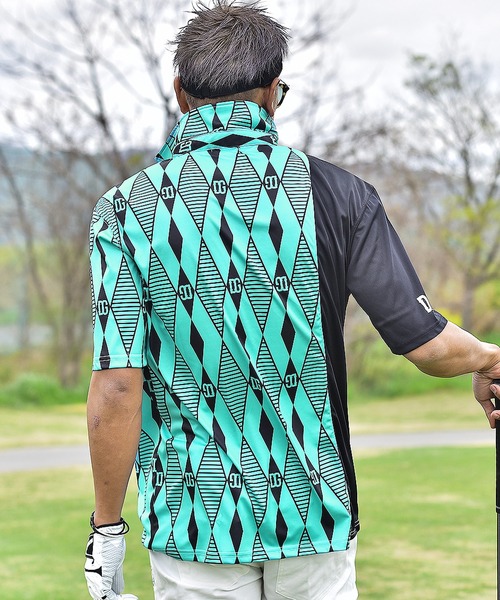 DIVINER GOLF（ディバイナー ゴルフ）の「【DIVINER GOLF】ダイヤ柄切替ストレッチ半袖ポロシャツ（ポロシャツ・メンズ・イエロー/ターコイズブルー・M/L/XL）」の6枚目の写真
