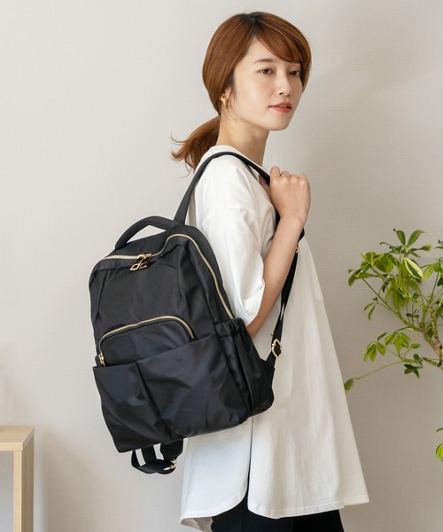 VitaFelice（ヴィータフェリーチェ）の「10ポケットナイロンリュックサック（バックパック/リュック・レディース・グレー/ブラック/ベージュ系その他・FREE）」の6枚目の写真