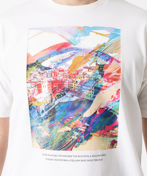 DESIGNWORKS(デザインワークス)の「フランス風景デザイン フロントプリント Tシャツ(Tシャツ/カットソー・メンズ・ホワイト/ブラック・46/48/50)」の5枚目の写真