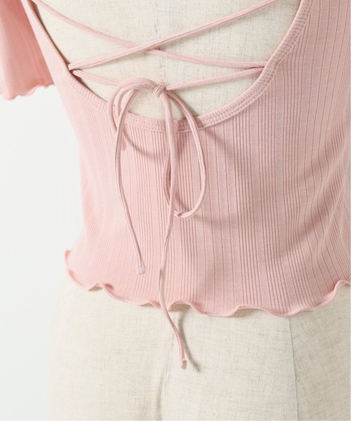 Charles Chaton（シャルルシャトン）の「バックレースアップカットソー（Tシャツ/カットソー・レディース・ピンク/ブラック・FREE）」の4枚目の写真