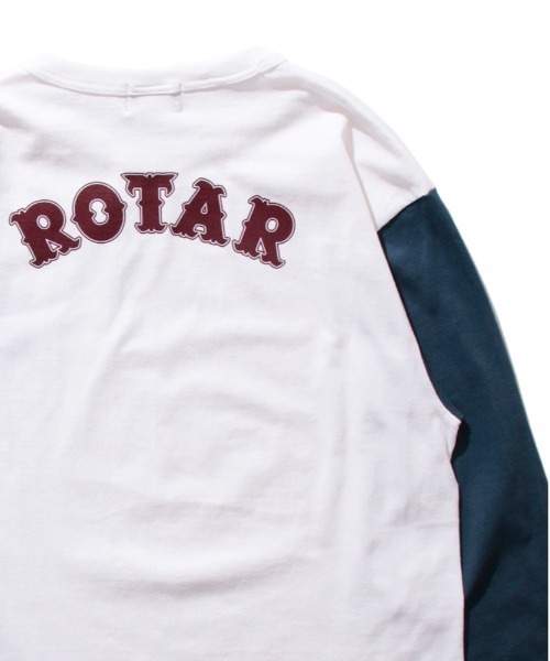 ROTAR(ローター)の「Base Ball LOGO BB Tee ベースボール ロゴ 七分袖(Tシャツ/カットソー・メンズ・ホワイト×ブルー/スミクロ/グレー系その他・SMALL/MEDIUM/LARGE/X-LARGE)」の2枚目の写真