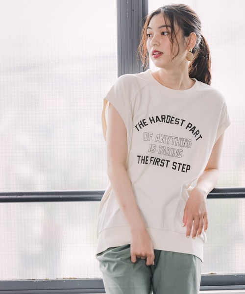 GLOBAL WORK(グローバルワーク)の「カレッジロゴプリントノースーブ/954806(Tシャツ/カットソー・レディース・チャコールグレー/アイボリー・FREE)」の14枚目の写真