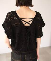 ＡＮＤＪ | 2枚セット透かし編み背中レースアップニットトップス＆キャミ(ニット/セーター)