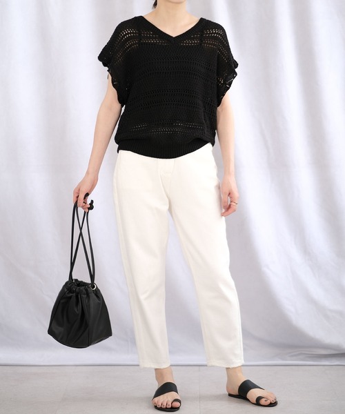 ＡＮＤＪ（アンドジェイ）の「2枚セット透かし編み背中レースアップニットトップス＆キャミ（ニット/セーター・レディース・ベージュ系その他/グレイッシュベージュ/ブラック・M）」の13枚目の写真