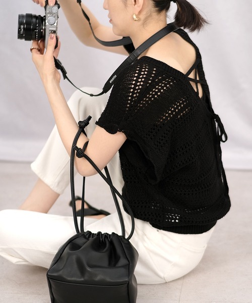 ＡＮＤＪ（アンドジェイ）の「2枚セット透かし編み背中レースアップニットトップス＆キャミ（ニット/セーター・レディース・ベージュ系その他/グレイッシュベージュ/ブラック・M）」の16枚目の写真