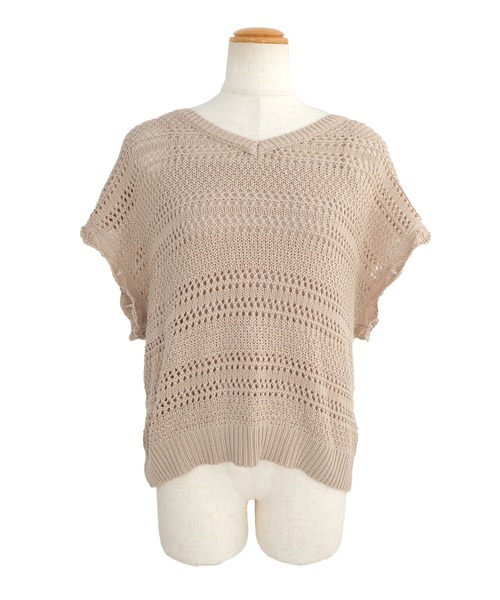 ＡＮＤＪ（アンドジェイ）の「2枚セット透かし編み背中レースアップニットトップス＆キャミ（ニット/セーター・レディース・ベージュ系その他/グレイッシュベージュ/ブラック・M）」の17枚目の写真