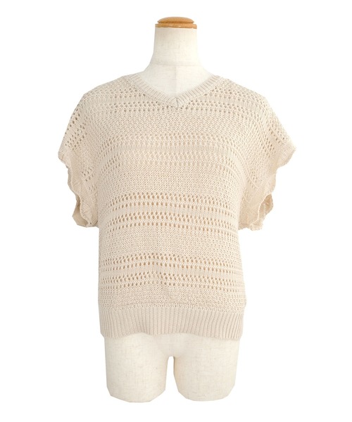 ＡＮＤＪ（アンドジェイ）の「2枚セット透かし編み背中レースアップニットトップス＆キャミ（ニット/セーター・レディース・ベージュ系その他/グレイッシュベージュ/ブラック・M）」の20枚目の写真