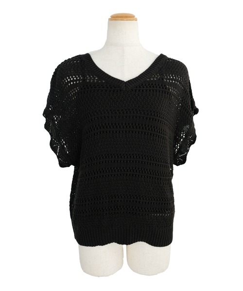 ＡＮＤＪ（アンドジェイ）の「2枚セット透かし編み背中レースアップニットトップス＆キャミ（ニット/セーター・レディース・ベージュ系その他/グレイッシュベージュ/ブラック・M）」の21枚目の写真