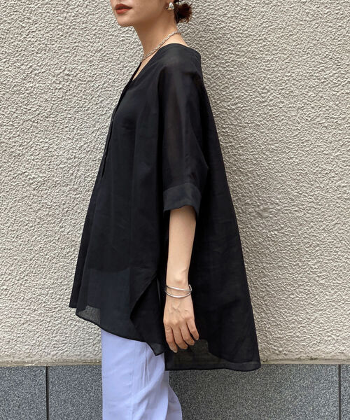 NOLLEY’S Sophi(ノーリーズソフィ)の「◇【WEB限定カラーあり】ジョーゼットボイルブラウス(シャツ/ブラウス・レディース・ブラウン/ブラック/ラベンダー/ピンク/ライトブルー・38)」の2枚目の写真