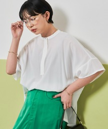 Aunt Marie's（アントマリーズ）の「ハーフスリーブバンドカラーブラウス（シャツ/ブラウス・レディース）」