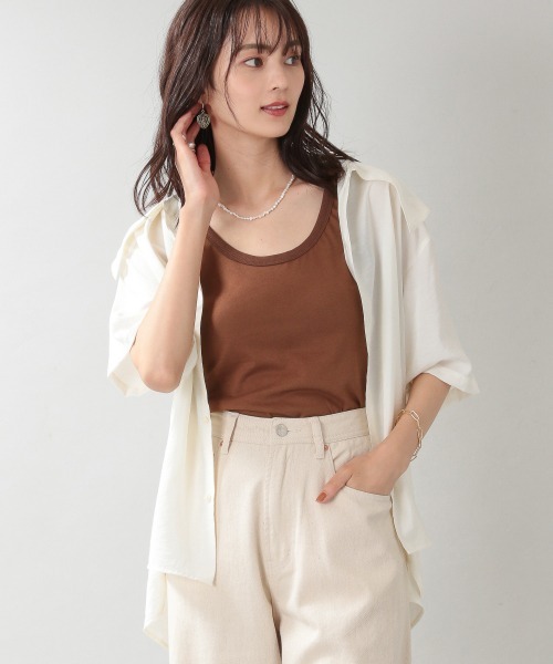 RAGEBLUE（レイジブルー）の「ベーシック無地/ボーダータンク/957732（タンクトップ・レディース・オフホワイト/ブラック/オレンジ系その他/キャメル/ライトブルー/グリーン/サックスブルー・FREE）」の6枚目の写真