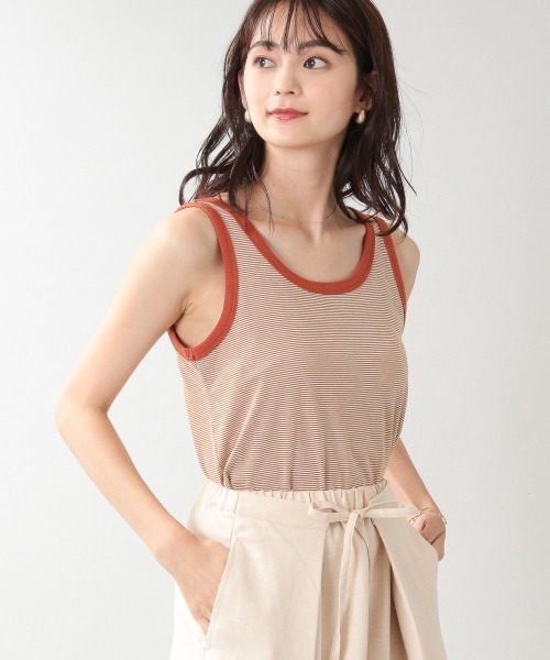 RAGEBLUE（レイジブルー）の「ベーシック無地/ボーダータンク/957732（タンクトップ・レディース・オフホワイト/ブラック/オレンジ系その他/キャメル/ライトブルー/グリーン/サックスブルー・FREE）」の7枚目の写真