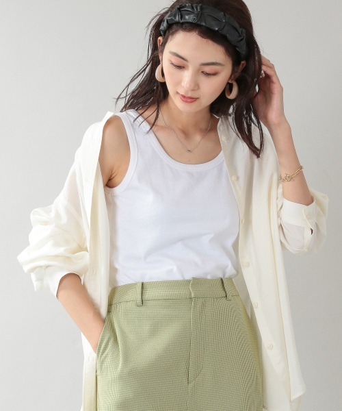 RAGEBLUE（レイジブルー）の「ベーシック無地/ボーダータンク/957732（タンクトップ・レディース・オフホワイト/ブラック/オレンジ系その他/キャメル/ライトブルー/グリーン/サックスブルー・FREE）」の2枚目の写真