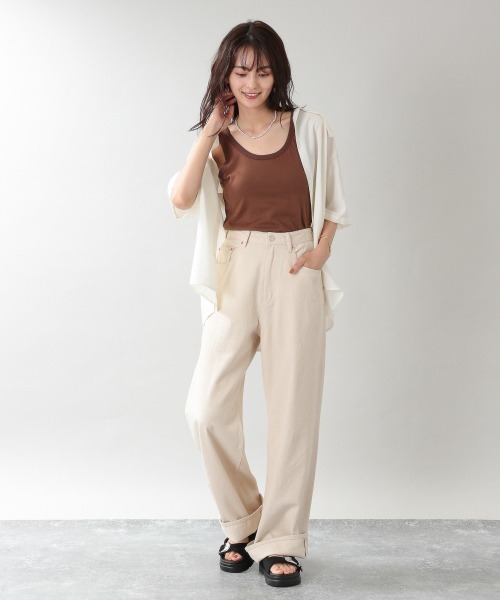 RAGEBLUE（レイジブルー）の「ベーシック無地/ボーダータンク/957732（タンクトップ・レディース・オフホワイト/ブラック/オレンジ系その他/キャメル/ライトブルー/グリーン/サックスブルー・FREE）」の11枚目の写真