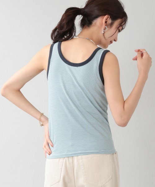 RAGEBLUE（レイジブルー）の「ベーシック無地/ボーダータンク/957732（タンクトップ・レディース・オフホワイト/ブラック/オレンジ系その他/キャメル/ライトブルー/グリーン/サックスブルー・FREE）」の13枚目の写真