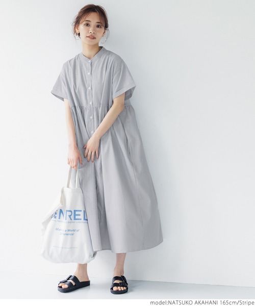 coca（coca）（コカ）の「ストライプギャザーワンピース（ワンピース・レディース・ストライプ・ONE SIZE）」の4枚目の写真