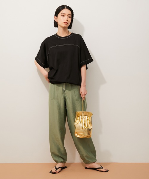 ADAM ET ROPE'（アダムエロペ）の「ナイロンドロストイージーパンツ（その他パンツ・レディース・ブラック/カーキ・FREE）」の5枚目の写真