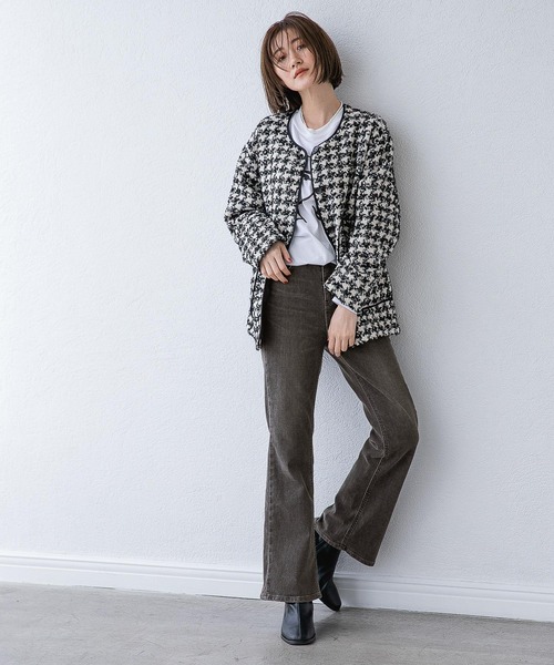 A part by（アパートバイ）の「ツイードノーカラージャケット　959133（ノーカラージャケット・レディース・ブラック系その他2/ブラック/オフホワイト/アイボリー・FREE）」の8枚目の写真
