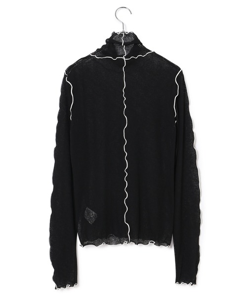 ADAM ET ROPE'（アダムエロペ）の「シアーテレコメローフリルタートル（Tシャツ/カットソー・レディース・ホワイト/ライトグレー/ブラック・FREE）」の10枚目の写真