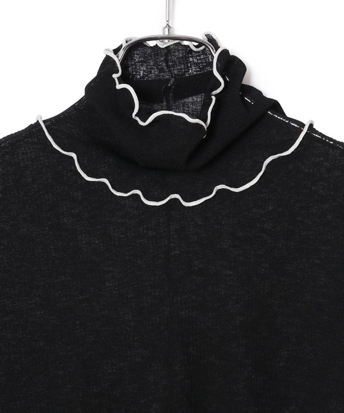 ADAM ET ROPE'（アダムエロペ）の「シアーテレコメローフリルタートル（Tシャツ/カットソー・レディース・ホワイト/ライトグレー/ブラック・FREE）」の11枚目の写真